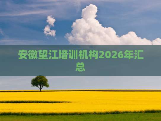 安徽望江培训机构2026年汇总